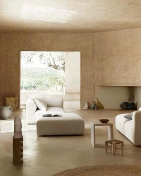 Clay wall finishes and raw earth textures interior by Alveum